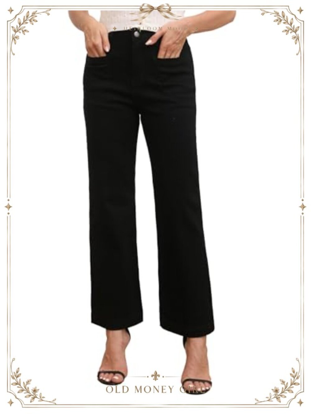 Wide Leg Petite Jeans High Waisted Stretchy Cropped Flare Patch Pockets